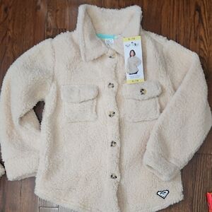 Roxy Beige Sherpa Jacket Girls Size 7/8